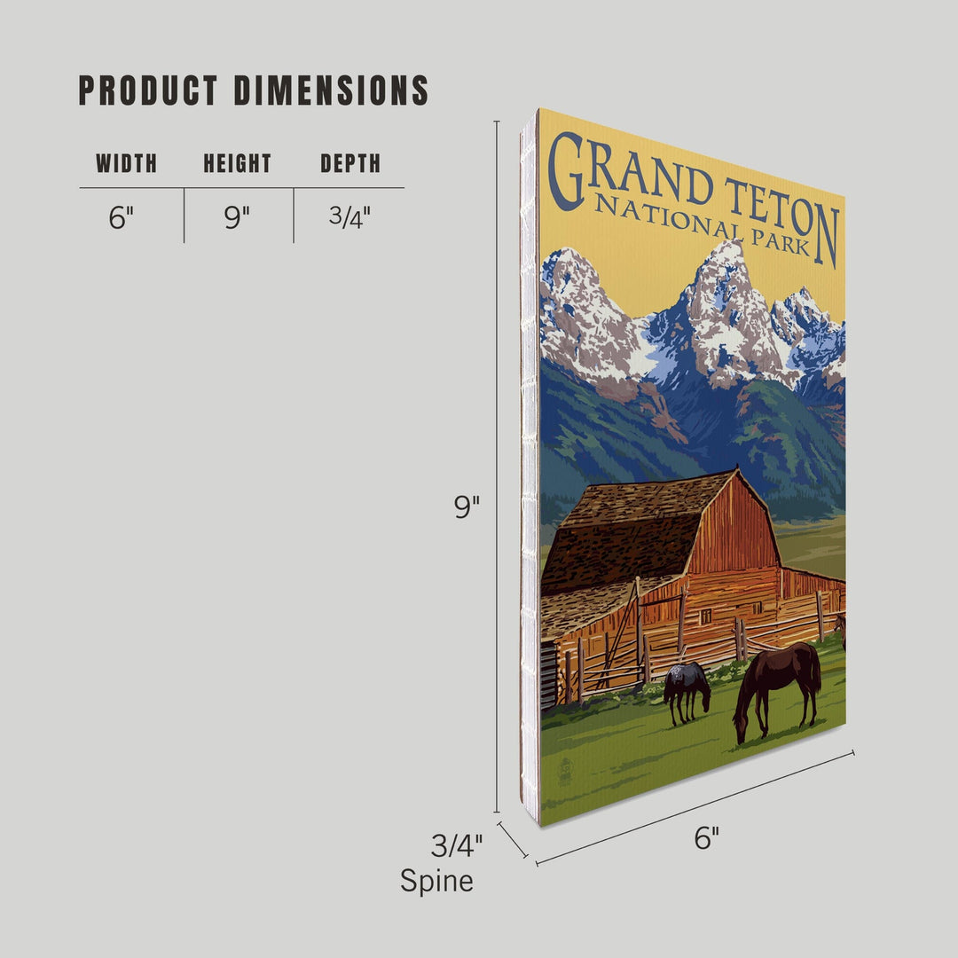 Lined 6x9 Journal, Grand Teton National Park, Wyoming, Barn and Mountains, Lay Flat, 193 Pages, FSC paper Home Lantern Press