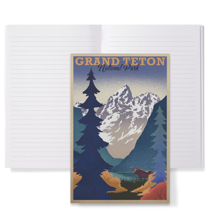 Lined 6x9 Journal, Grand Teton National Park, Wyoming, Lithograph, Lay Flat, 193 Pages, FSC paper Home Lantern Press