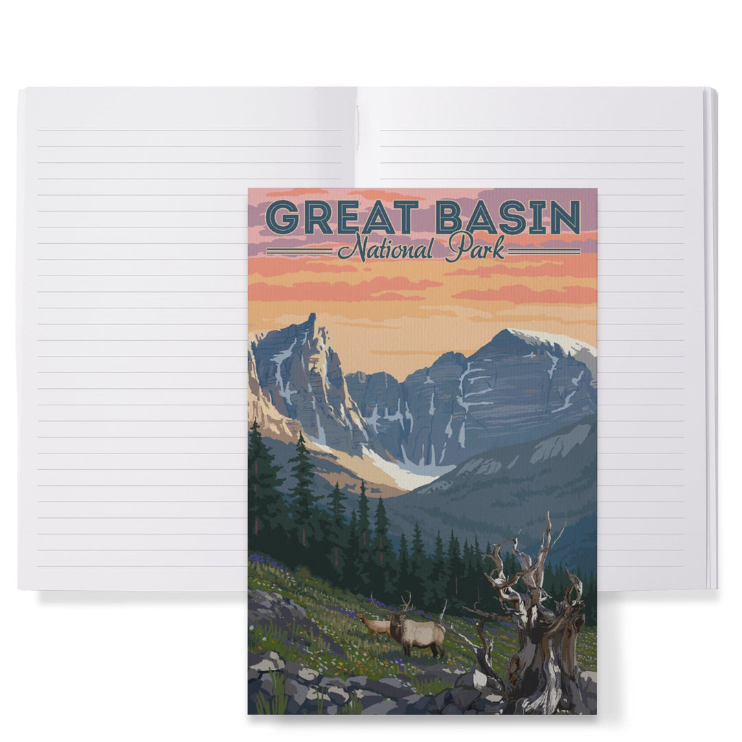 Lined 6x9 Journal, Great Basin National Park, Nevada, Elk and Spring Flowers, Lay Flat, 193 Pages, FSC paper Home Lantern Press