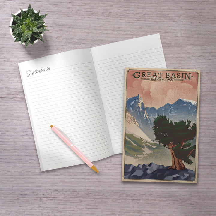 Lined 6x9 Journal, Great Basin National Park, Nevada, Lithograph National Park Series, Lay Flat, 193 Pages, FSC paper Home Lantern Press