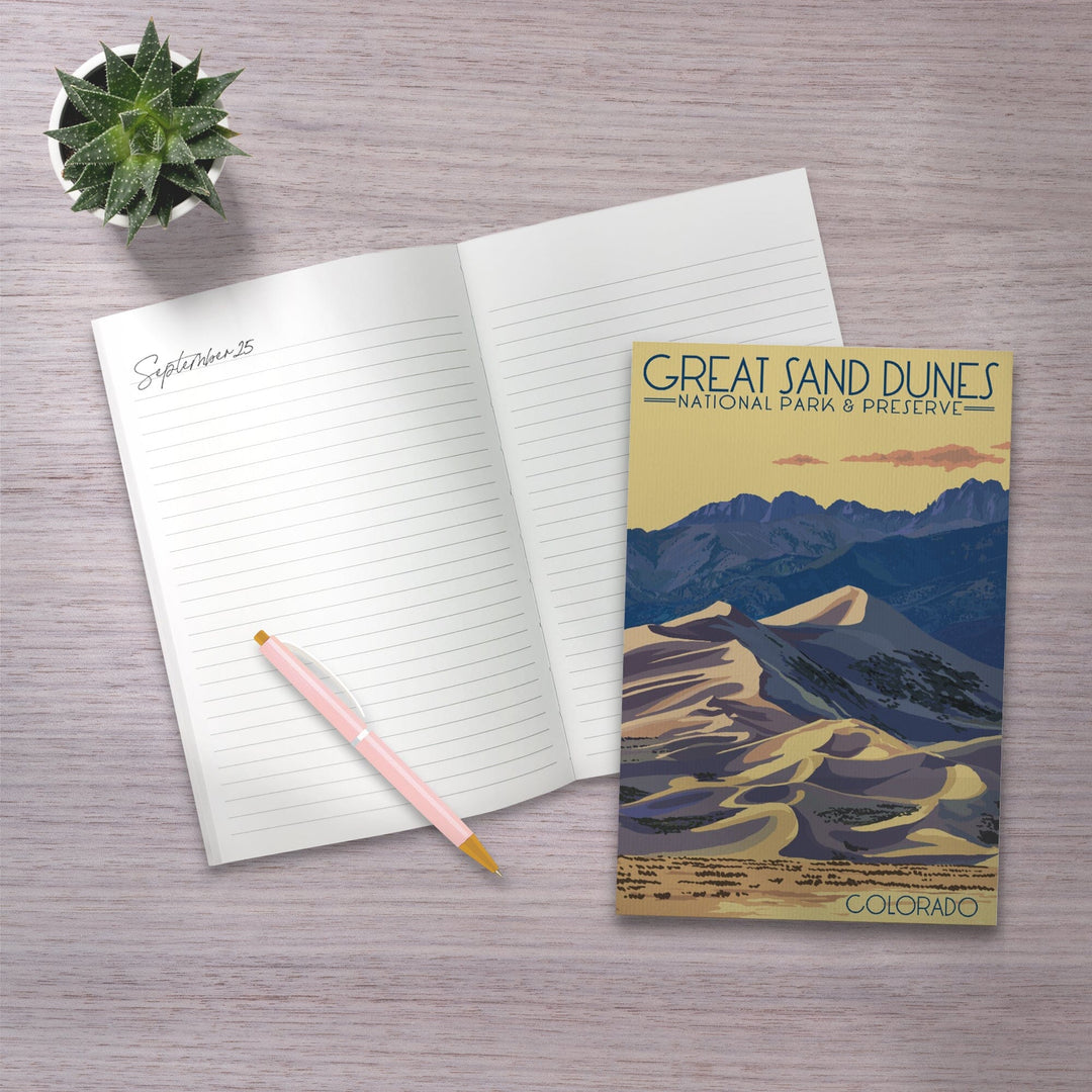 Lined 6x9 Journal, Great Sand Dunes National Park and Preserve, Colorado, Dunes at Sunset, Lay Flat, 193 Pages, FSC paper Home Lantern Press