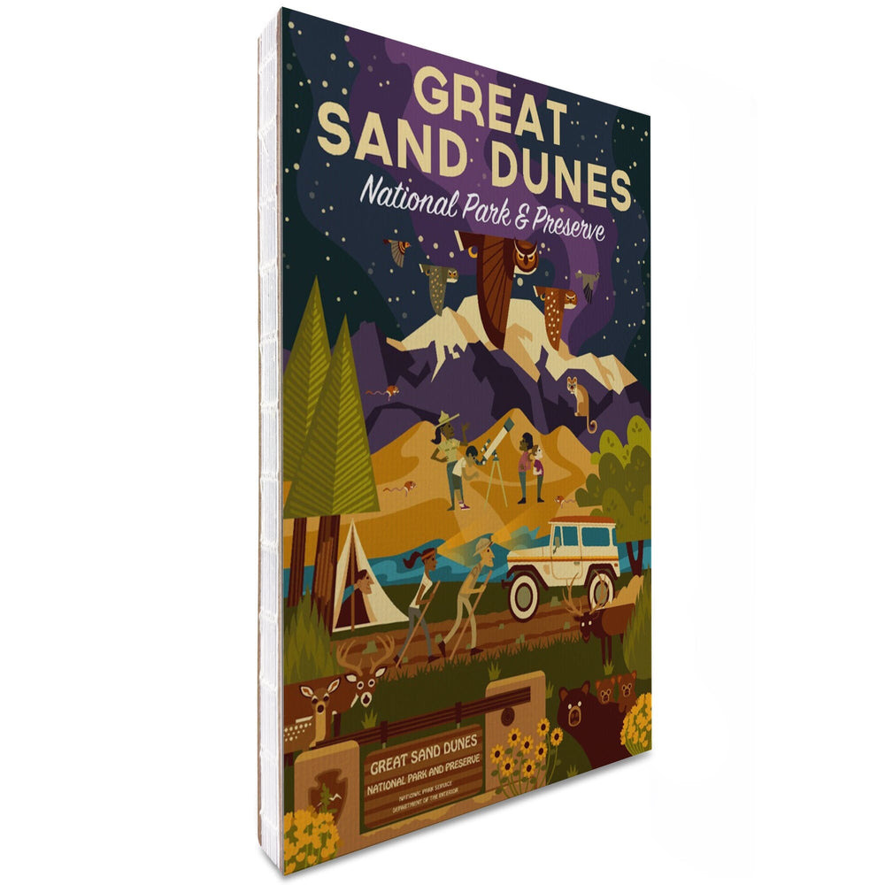 Lined 6x9 Journal, Great Sand Dunes National Park and Preserve, Colorado, Geometric Night Scene, Lay Flat, 193 Pages, FSC paper Home Lantern Press