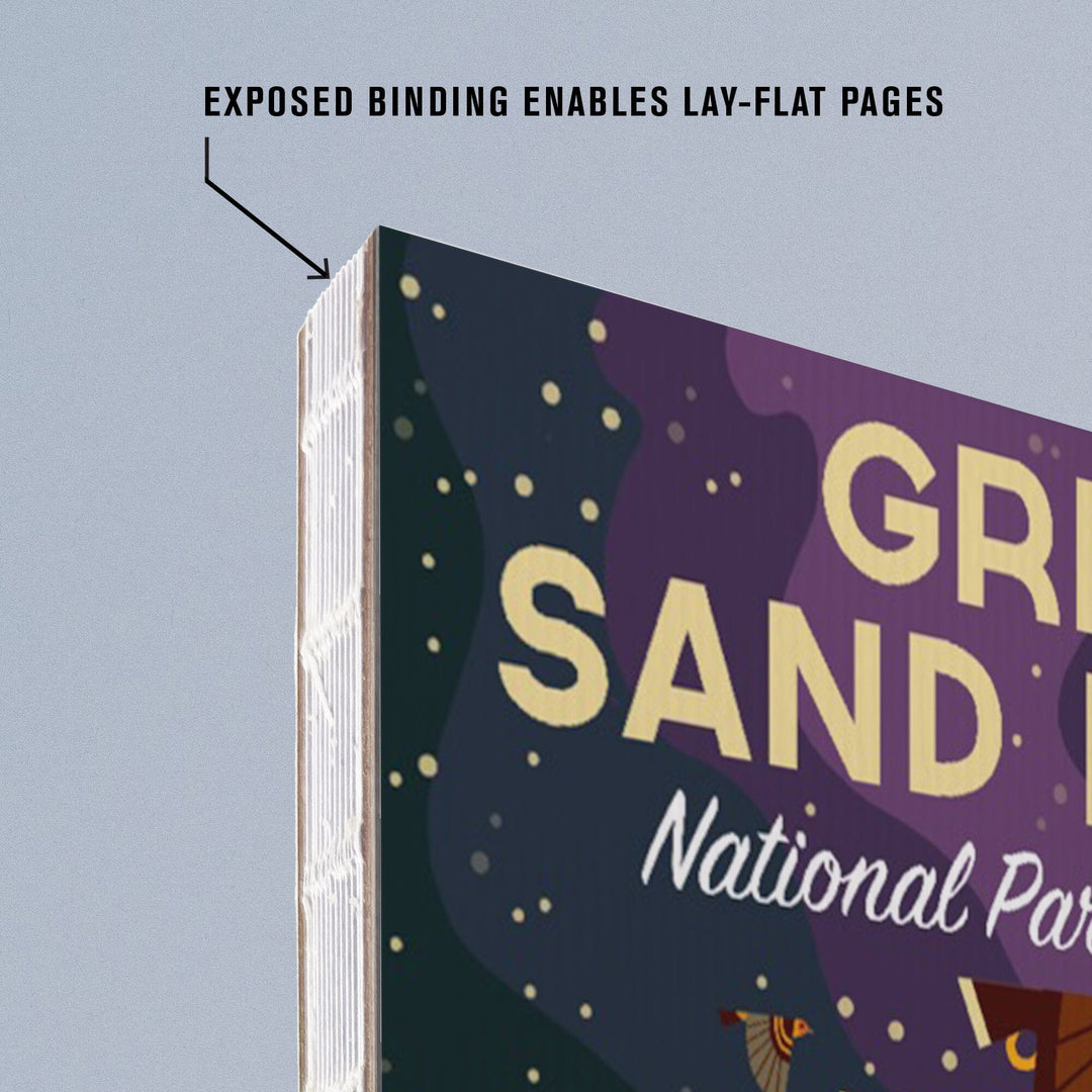 Lined 6x9 Journal, Great Sand Dunes National Park and Preserve, Colorado, Geometric Night Scene, Lay Flat, 193 Pages, FSC paper Home Lantern Press