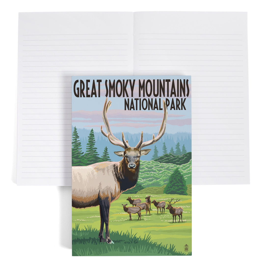 Lined 6x9 Journal, Great Smoky Mountains National Park, Elk Herd, Lay Flat, 193 Pages, FSC paper Home Lantern Press