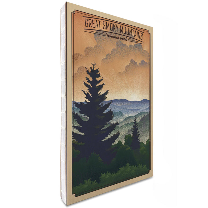 Lined 6x9 Journal, Great Smoky Mountains National Park, Lithograph National Park Series, Lay Flat, 193 Pages, FSC paper Home Lantern Press