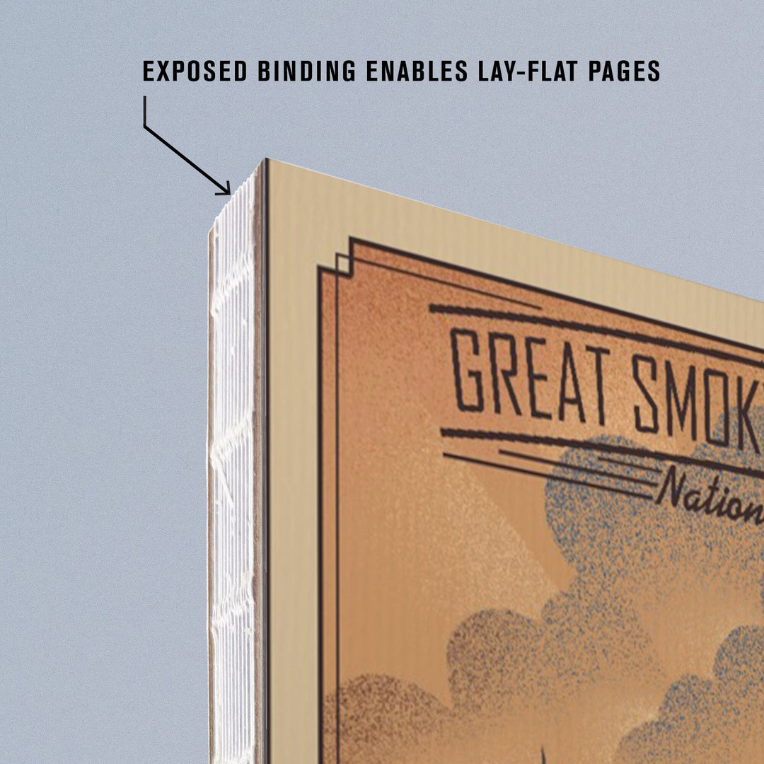 Lined 6x9 Journal, Great Smoky Mountains National Park, Lithograph National Park Series, Lay Flat, 193 Pages, FSC paper Home Lantern Press