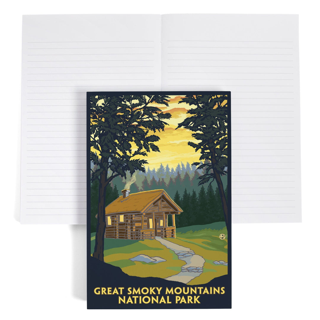 Lined 6x9 Journal, Great Smoky Mountains National Park, Tennessee, Cabin in the Woods, Lay Flat, 193 Pages, FSC paper Home Lantern Press