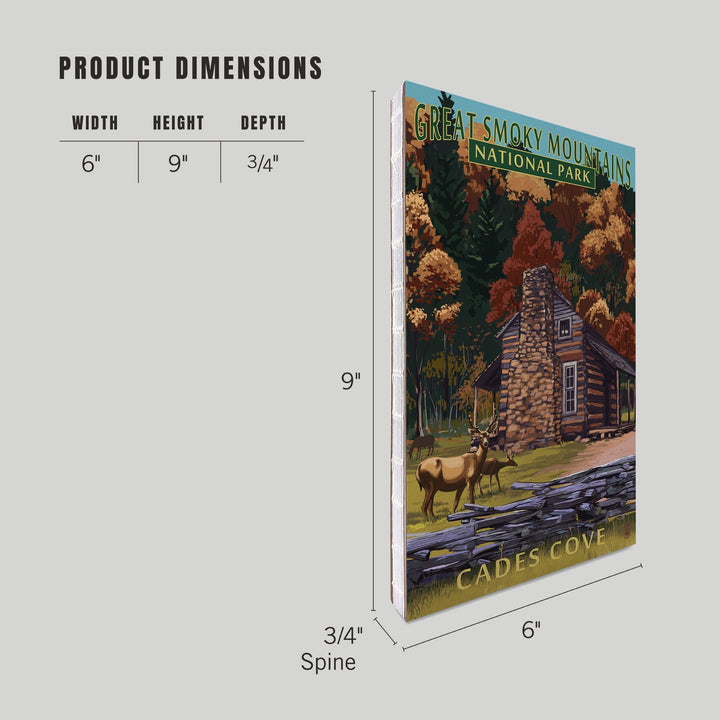 Lined 6x9 Journal, Great Smoky Mountains National Park, Tennessee, Cades Cove and John Oliver Cabin Press, Lay Flat, 193 Pages, FSC paper Home Lantern Press