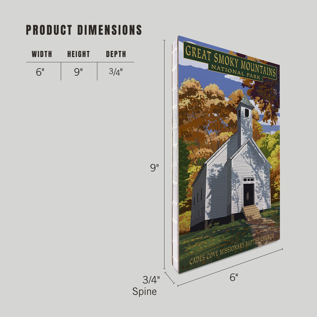 Lined 6x9 Journal, Great Smoky Mountains National Park, Tennessee, Cades Cove Baptist Church Press, Lay Flat, 193 Pages, FSC paper Home Lantern Press
