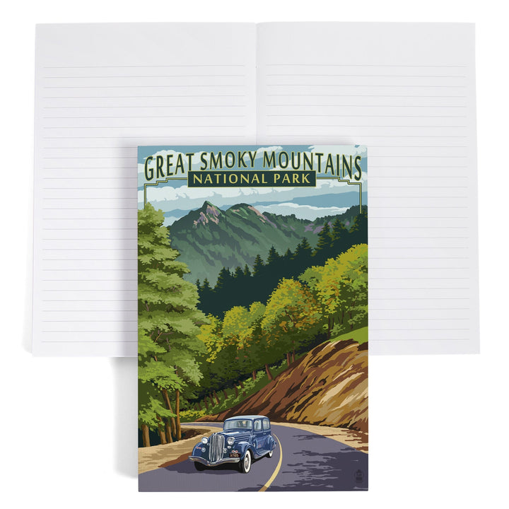 Lined 6x9 Journal, Great Smoky Mountains National Park, Tennessee, Chimney Tops and Road, Lay Flat, 193 Pages, FSC paper Home Lantern Press