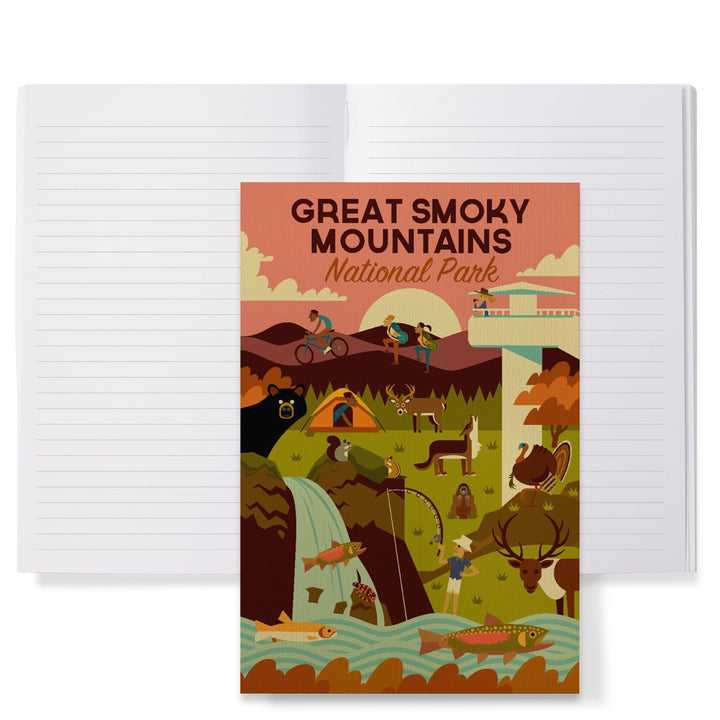 Lined 6x9 Journal, Great Smoky Mountains National Park, Tennessee, Geometric National Park Series, Lay Flat, 193 Pages, FSC paper Home Lantern Press