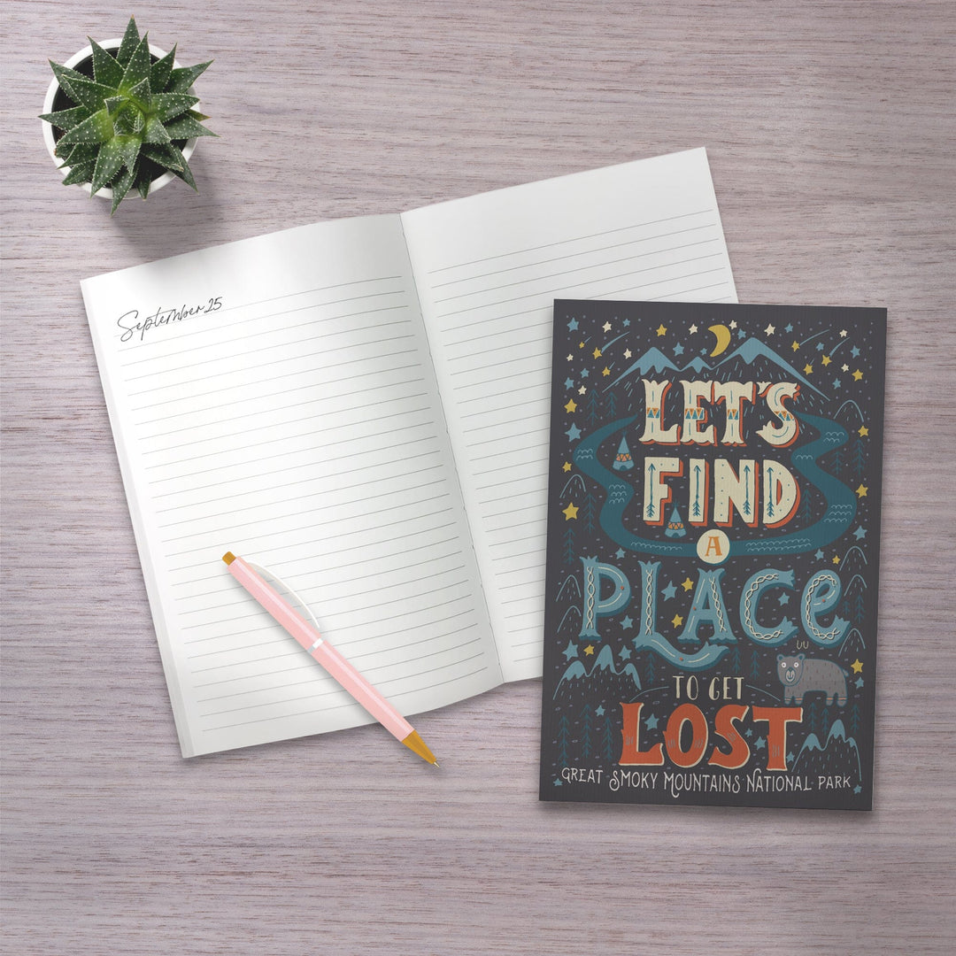 Lined 6x9 Journal, Great Smoky Mountains National Park, Tennessee, Let's Find a Place to Get Lost Press, Lay Flat, 193 Pages, FSC paper Home Lantern Press