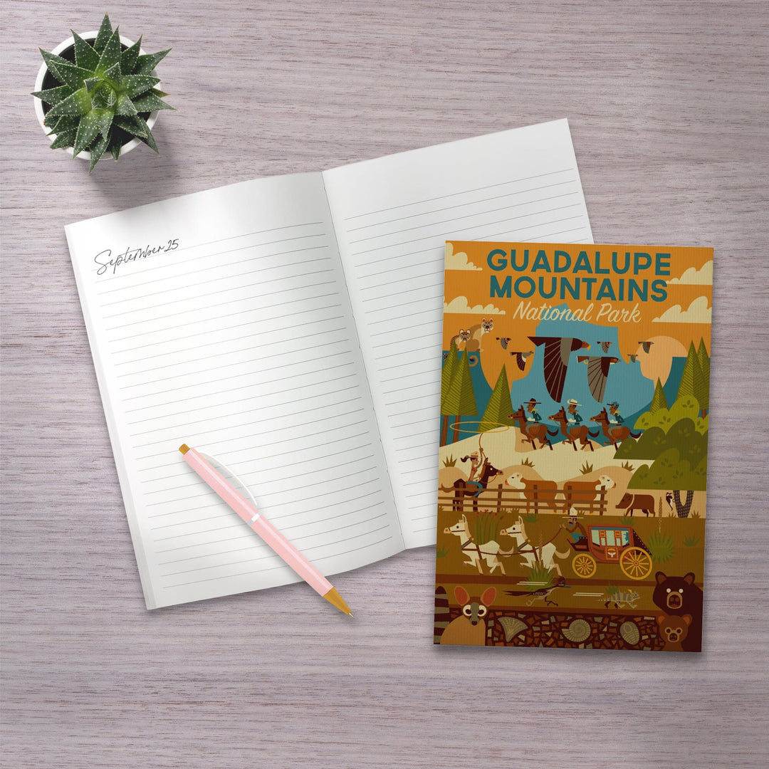 Lined 6x9 Journal, Guadalupe Mountains National Park, Texas, Geometric, Lay Flat, 193 Pages, FSC paper Home Lantern Press