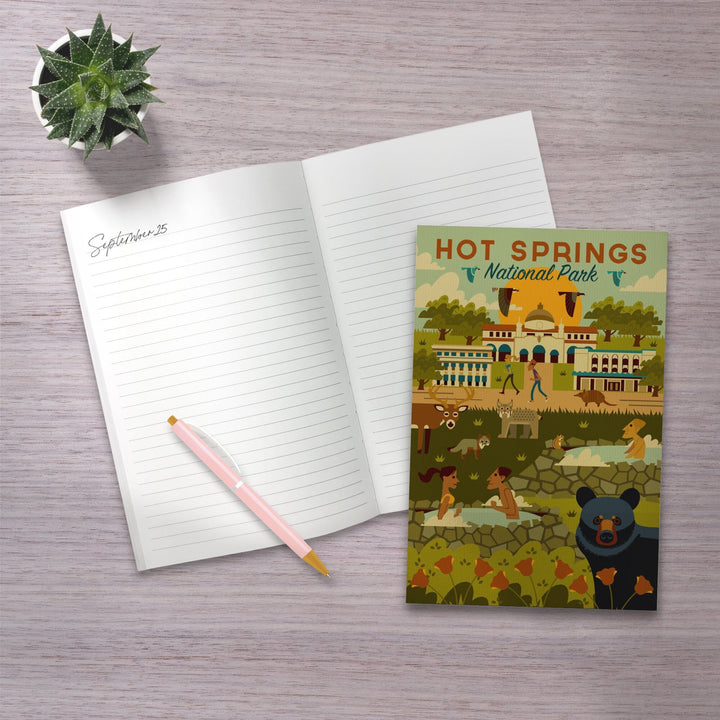 Lined 6x9 Journal, Hot Springs National Park, Arkansas, Geometric National Park Series, Lay Flat, 193 Pages, FSC paper Home Lantern Press