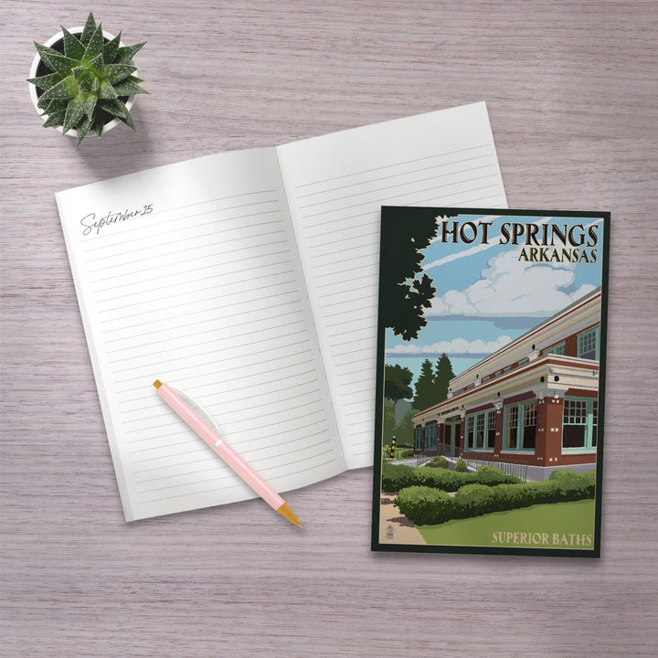 Lined 6x9 Journal, Hot Springs National Park, Arkansas, Superior Baths, Lay Flat, 193 Pages, FSC paper Home Lantern Press