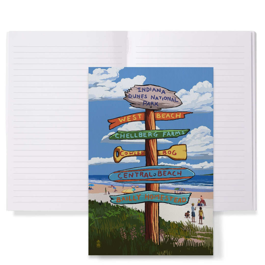 Lined 6x9 Journal, Indiana Dunes National Park, Indiana, Beach Destination Signpost, Lay Flat, 193 Pages, FSC paper Home Lantern Press