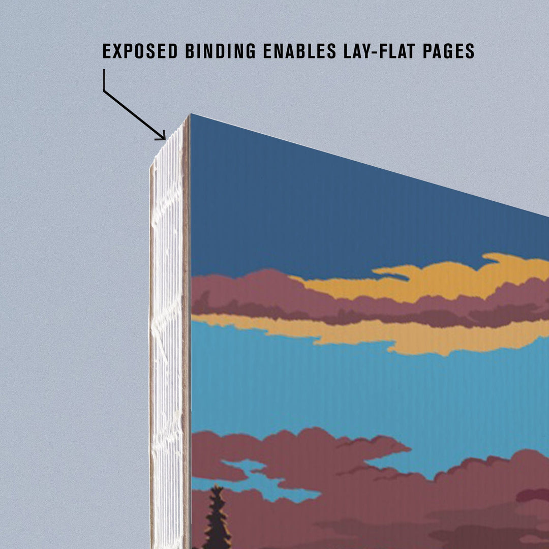 Lined 6x9 Journal, Isle Royale National Park, Michigan, Moose Swimming at Sunset, Lay Flat, 193 Pages, FSC paper Home Lantern Press