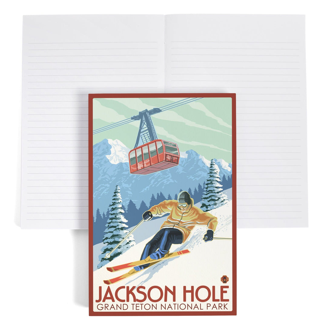 Lined 6x9 Journal, Jackson Hole, Wyoming, Grand Teton National Park, Skiing, Lay Flat, 193 Pages, FSC paper Home Lantern Press