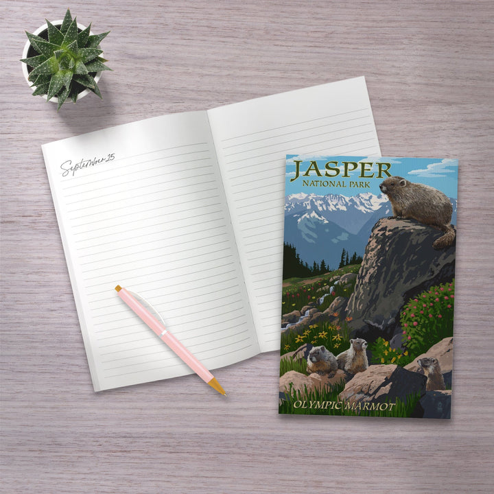 Lined 6x9 Journal, Jasper National Park, Canada, Olympic Marmots, Lay Flat, 193 Pages, FSC paper Home Lantern Press