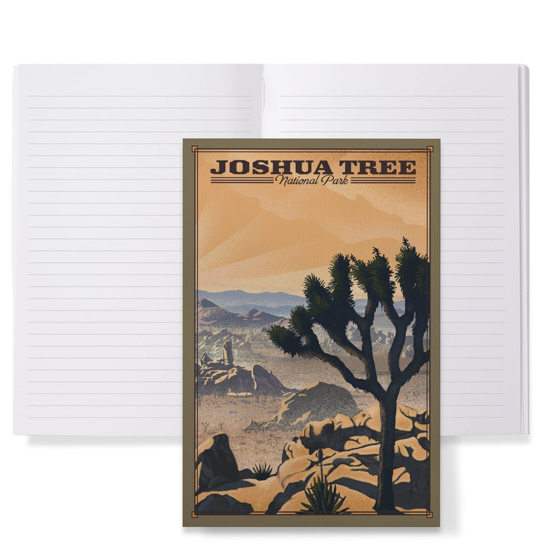 Lined 6x9 Journal, Joshua Tree National Park, California, Lithograph National Park Series, Lay Flat, 193 Pages, FSC paper Home Lantern Press