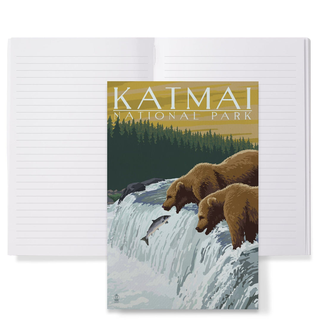 Lined 6x9 Journal, Katmai National Park, Alaska, Bears, Lay Flat, 193 Pages, FSC paper Home Lantern Press