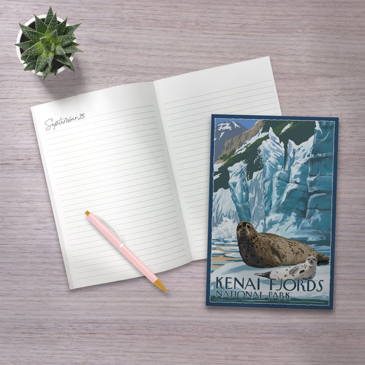 Lined 6x9 Journal, Kenai Fjords National Park, Alaska, Seals and Ice Shelf, Lay Flat, 193 Pages, FSC paper Home Lantern Press