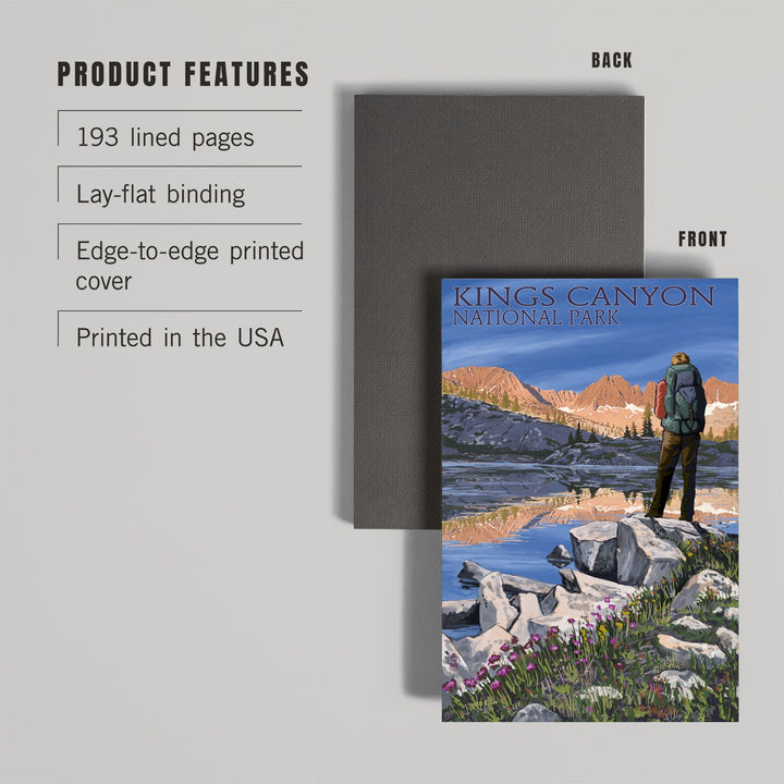 Lined 6x9 Journal, Kings Canyon National Park, California, Hiker and Lake, Lay Flat, 193 Pages, FSC paper Home Lantern Press
