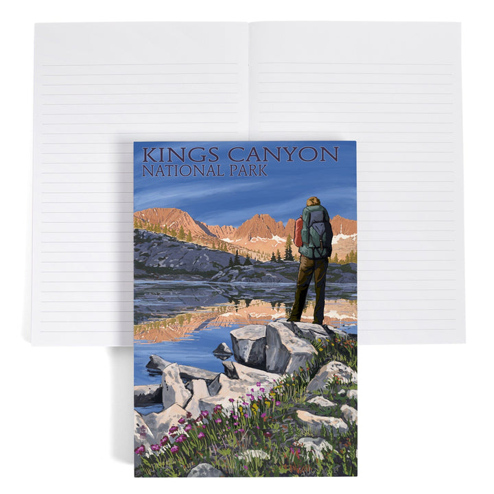 Lined 6x9 Journal, Kings Canyon National Park, California, Hiker and Lake, Lay Flat, 193 Pages, FSC paper Home Lantern Press