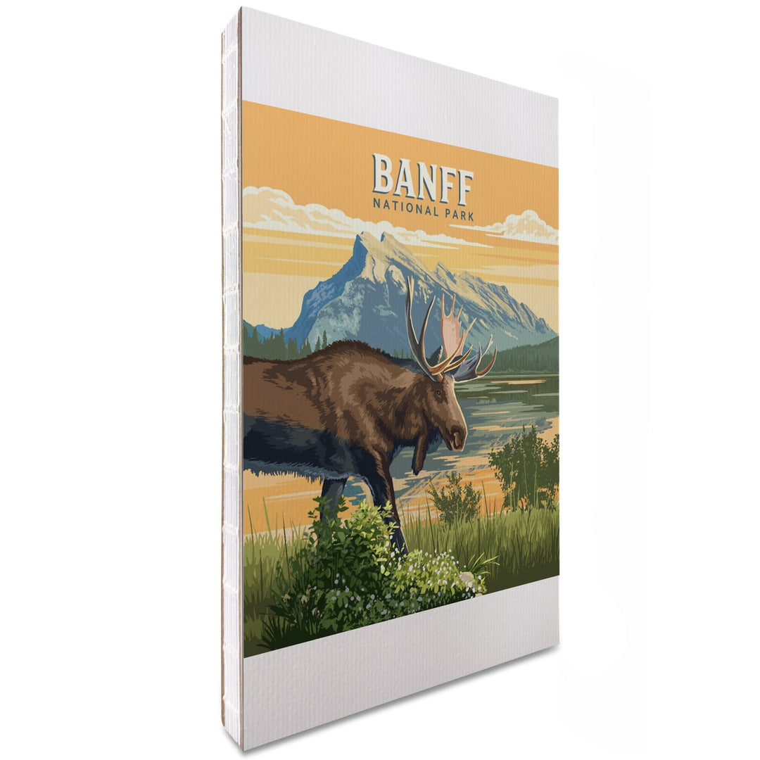 Lined 6x9 Journal, Lake Minnewanka, Canada, Banff National Park, Moose, Painterly, Lay Flat, 193 Pages, FSC paper Home Lantern Press