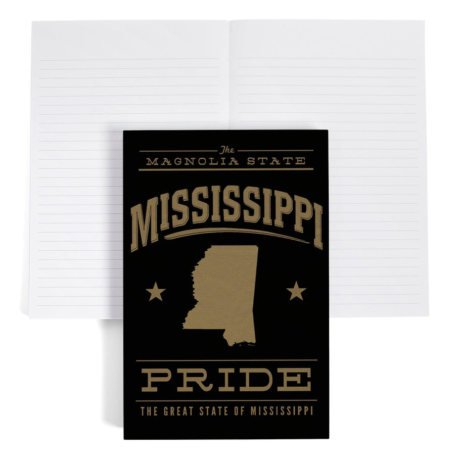 Lined 6x9 Journal, Mississippi State Pride, Gold on Black, Lay Flat, 193 Pages, FSC paper Home Lantern Press