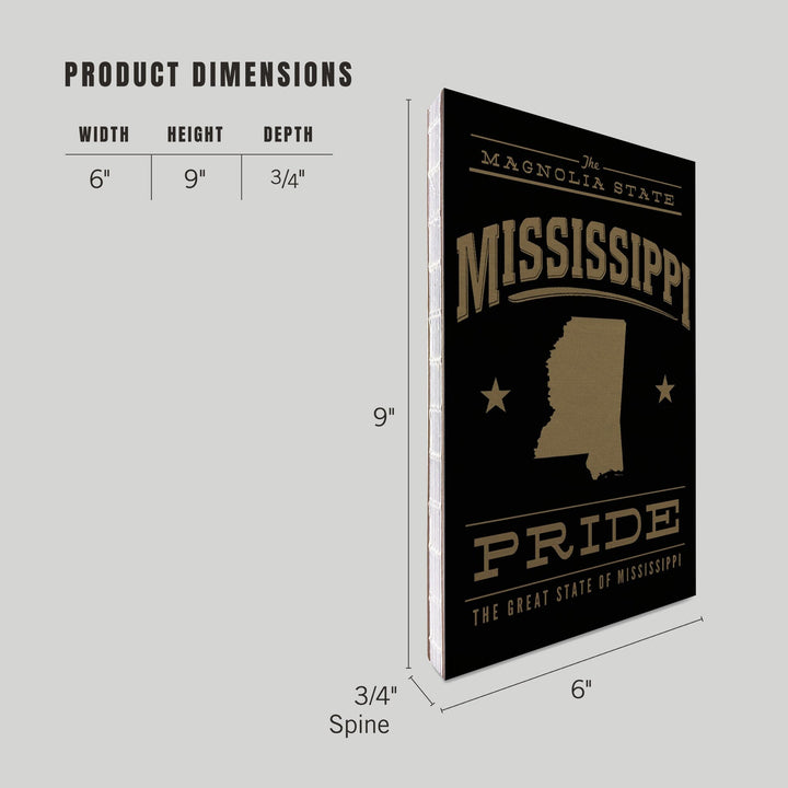 Lined 6x9 Journal, Mississippi State Pride, Gold on Black, Lay Flat, 193 Pages, FSC paper Home Lantern Press