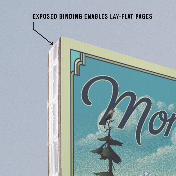 Lined 6x9 Journal, Montana, Lithograph National Park Series, Lay Flat, 193 Pages, FSC paper Home Lantern Press