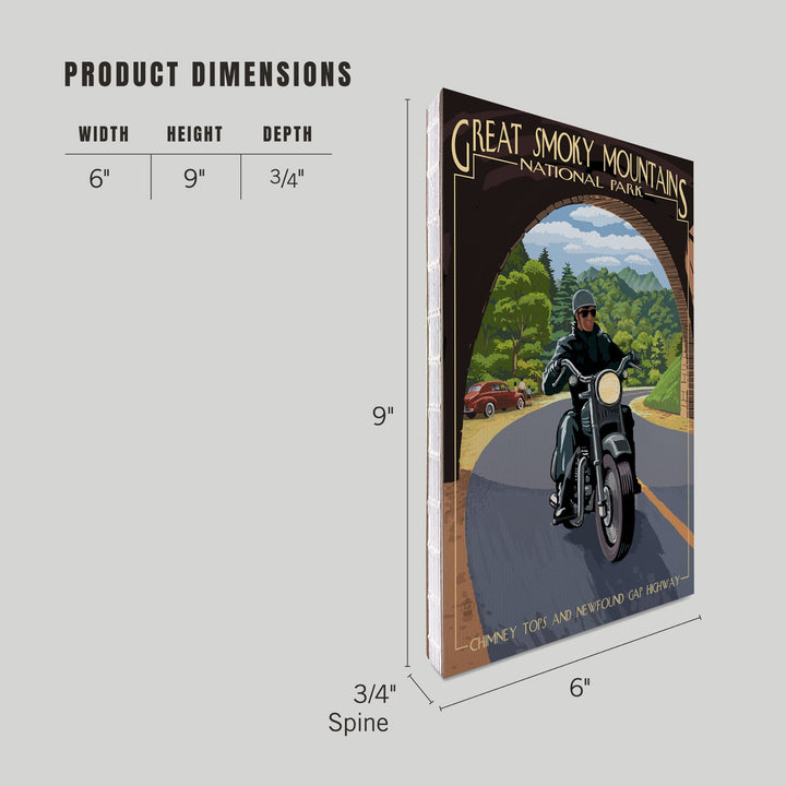 Lined 6x9 Journal, Motorcycle and Tunnel, Great Smoky Mountains National Park, TN, Lay Flat, 193 Pages, FSC paper Home Lantern Press