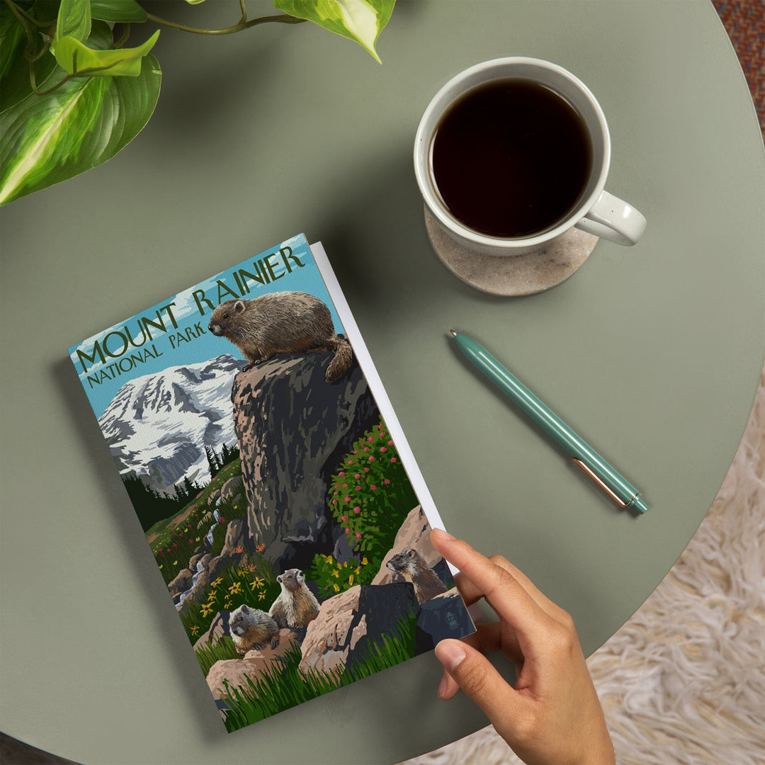 Lined 6x9 Journal, Mount Rainier National Park, Washington, Marmots, Lay Flat, 193 Pages, FSC paper Home Lantern Press