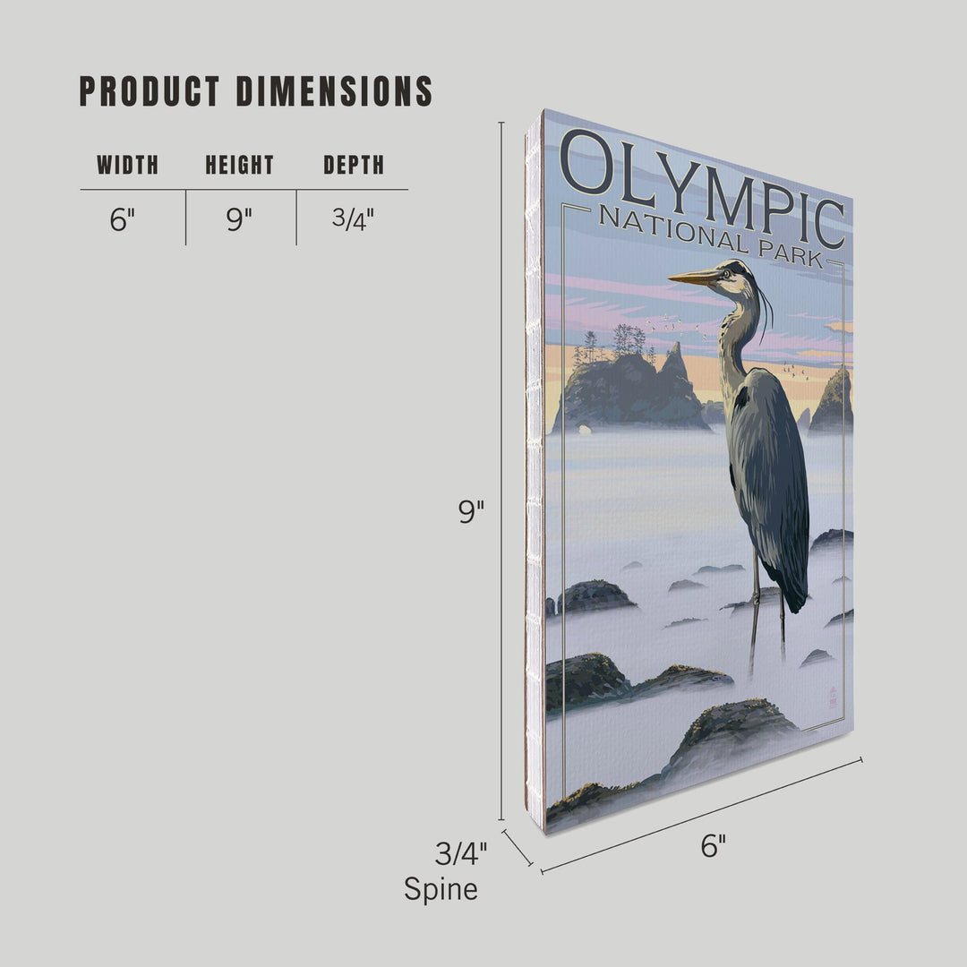 Lined 6x9 Journal, Olympic National Park, Heron and Fog Shoreline, Lay Flat, 193 Pages, FSC paper Home Lantern Press