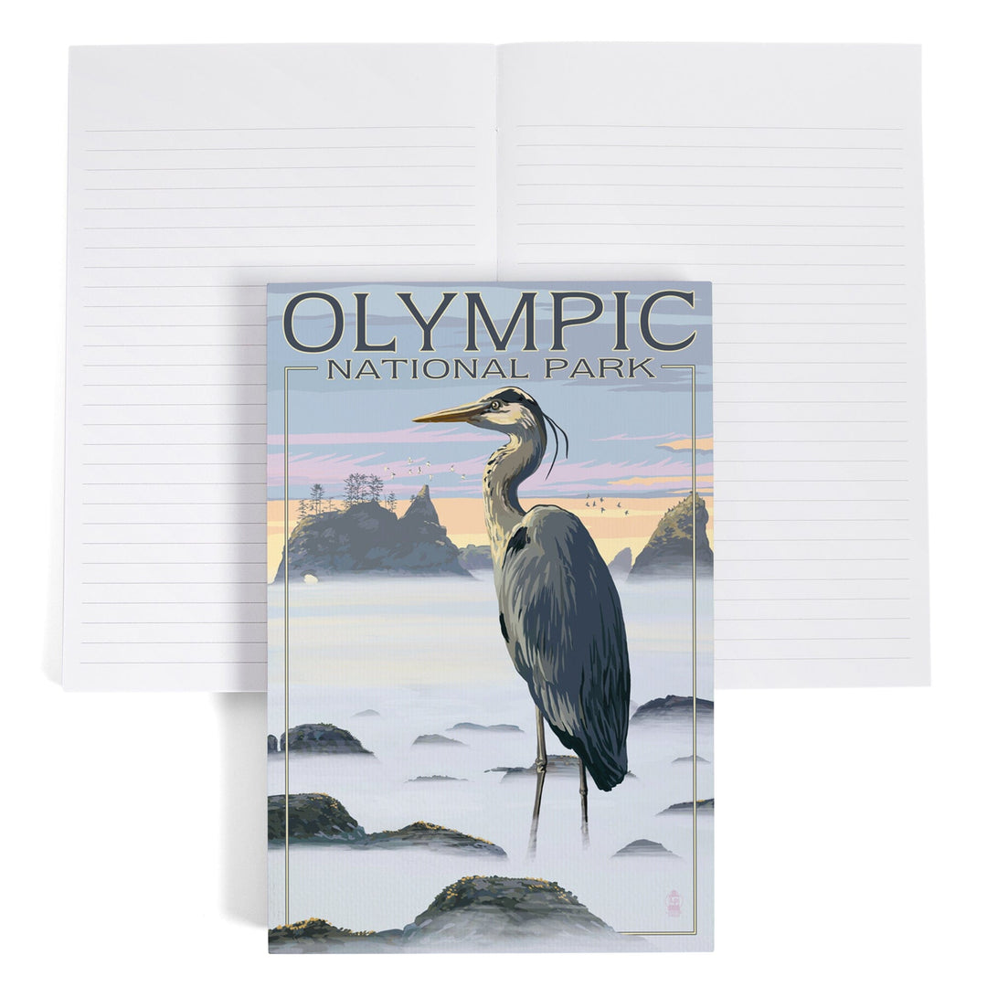 Lined 6x9 Journal, Olympic National Park, Heron and Fog Shoreline, Lay Flat, 193 Pages, FSC paper Home Lantern Press