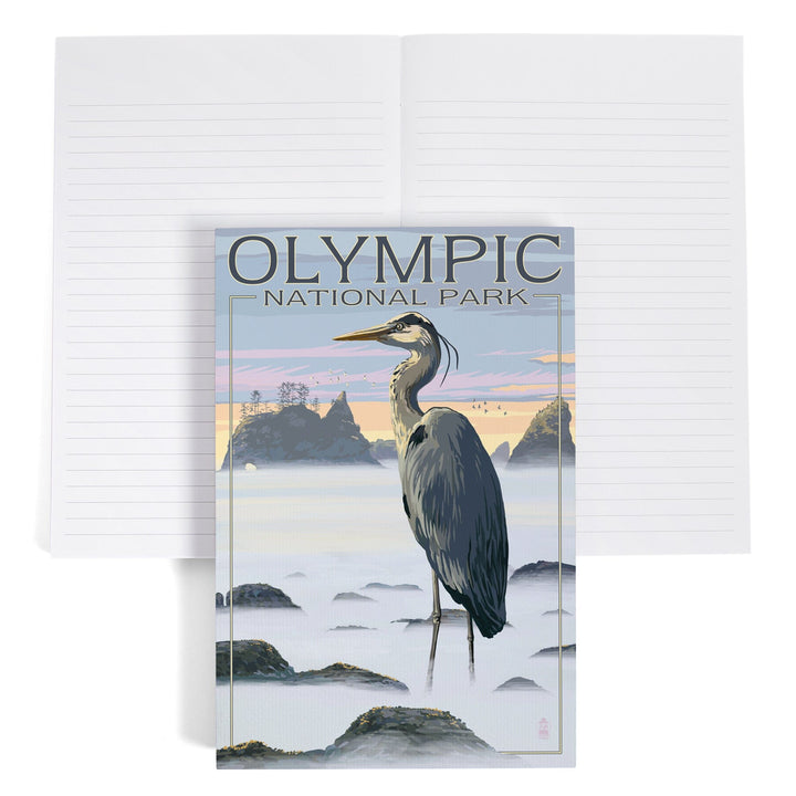 Lined 6x9 Journal, Olympic National Park, Heron and Fog Shoreline, Lay Flat, 193 Pages, FSC paper Home Lantern Press