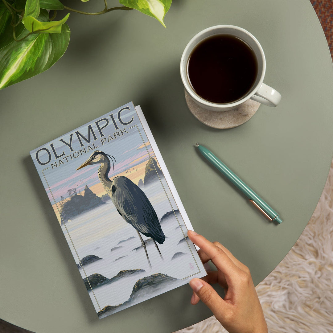 Lined 6x9 Journal, Olympic National Park, Heron and Fog Shoreline, Lay Flat, 193 Pages, FSC paper Home Lantern Press