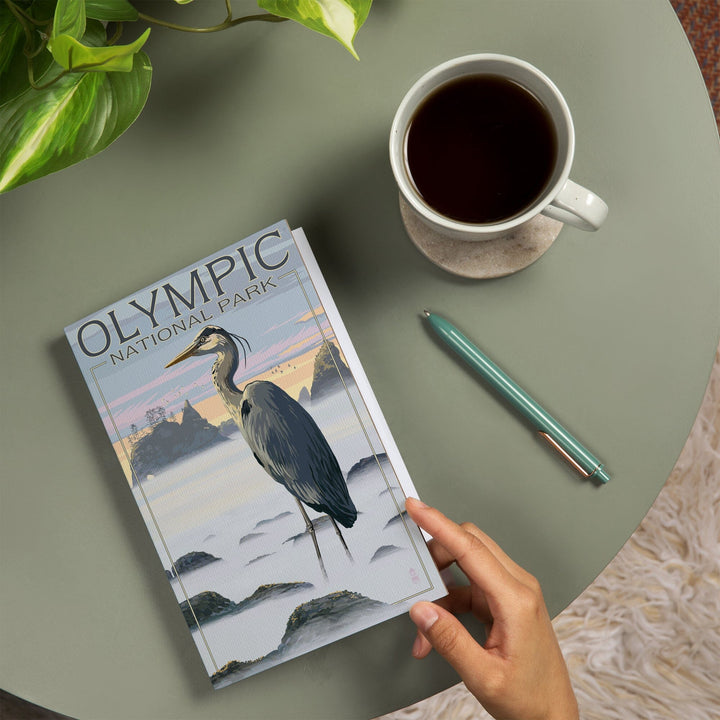 Lined 6x9 Journal, Olympic National Park, Heron and Fog Shoreline, Lay Flat, 193 Pages, FSC paper Home Lantern Press