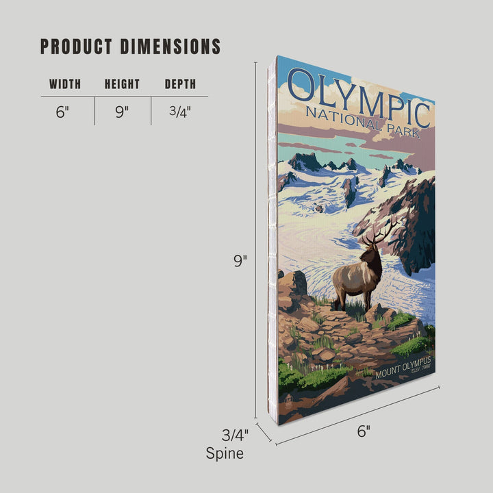 Lined 6x9 Journal, Olympic National Park, Washington, Mt. Olympus and Elk, Lay Flat, 193 Pages, FSC paper Home Lantern Press