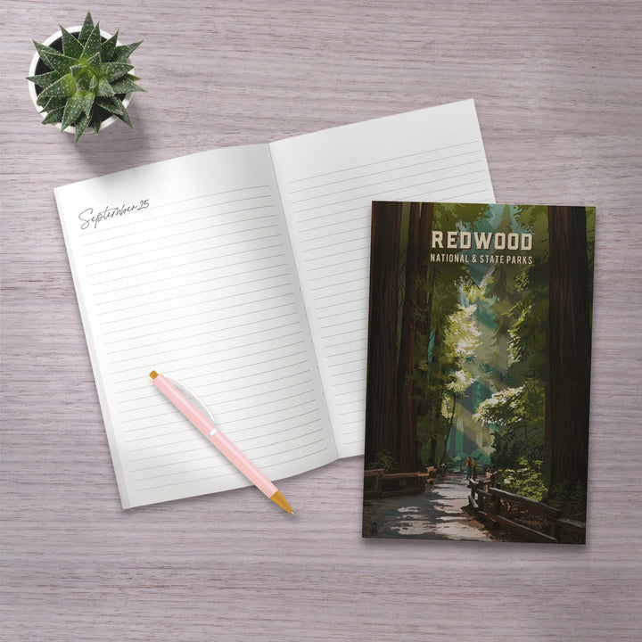 Lined 6x9 Journal, Redwood National and State Parks, California, Painterly National Park Series, Lay Flat, 193 Pages, FSC paper Home Lantern Press