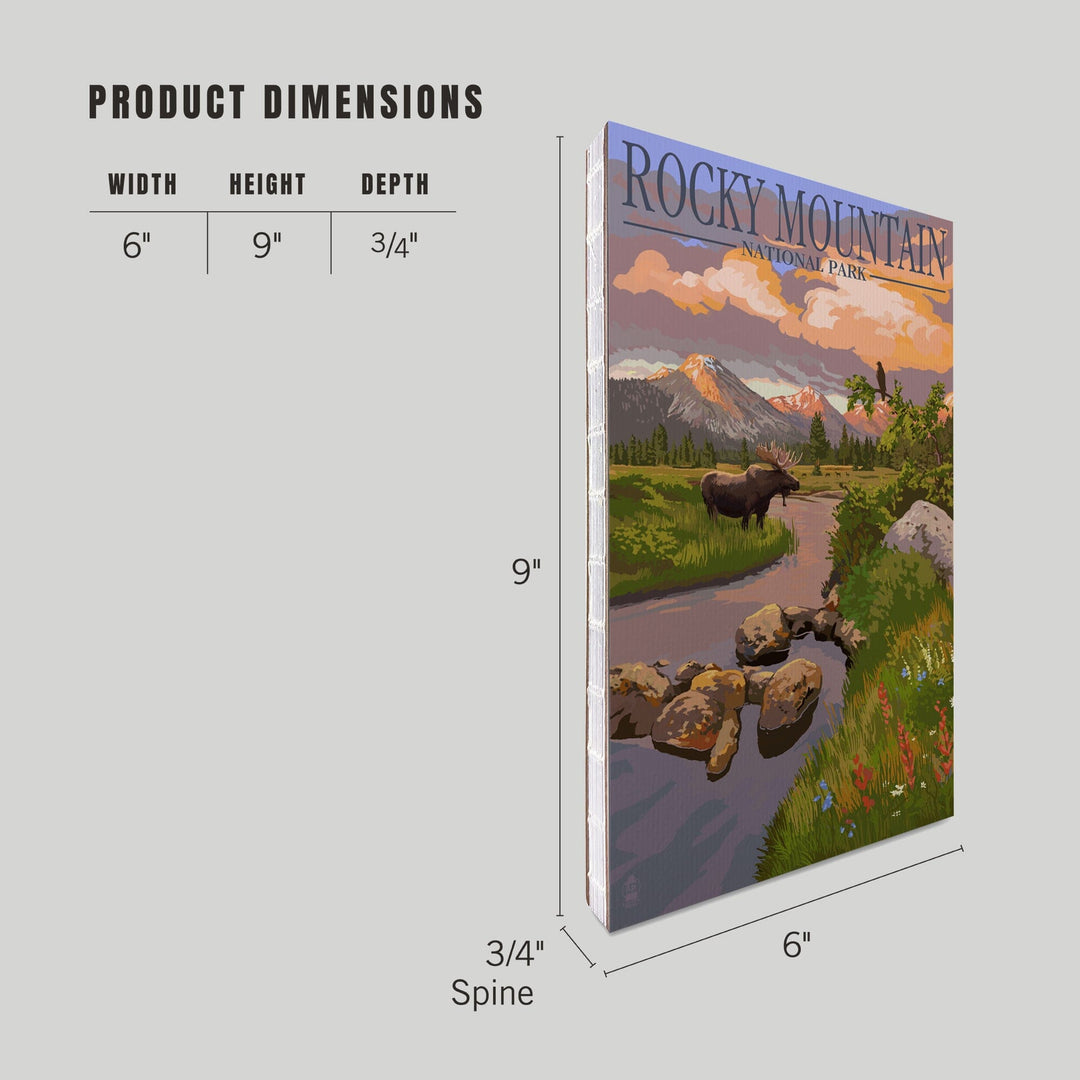 Lined 6x9 Journal, Rocky Mountain National Park, Colorado, Moose and Meadow, Lay Flat, 193 Pages, FSC paper Home Lantern Press