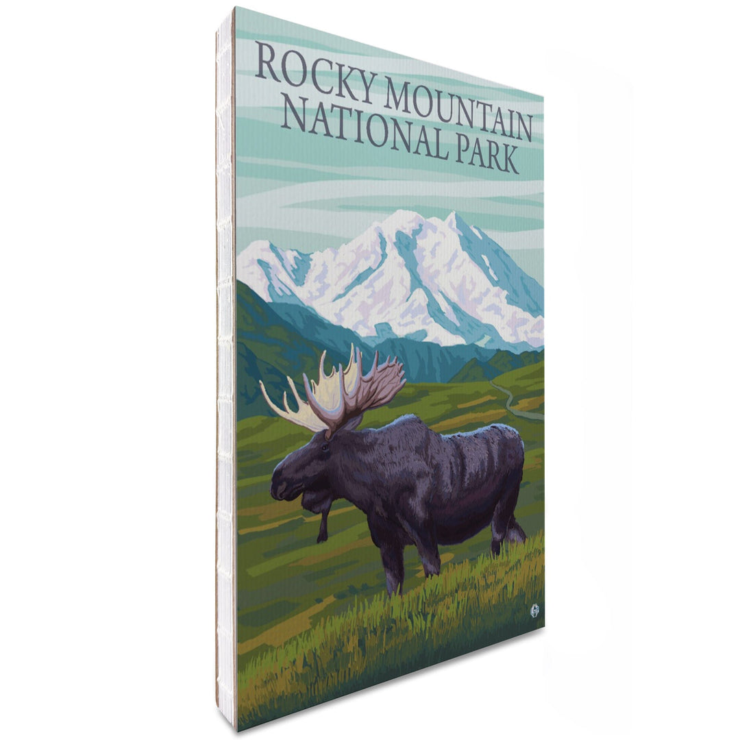 Lined 6x9 Journal, Rocky Mountain National Park, Colorado, Moose and Snowy Mountain, Lay Flat, 193 Pages, FSC paper Home Lantern Press