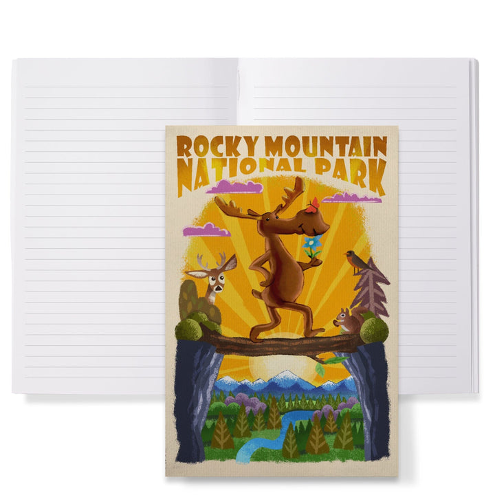 Lined 6x9 Journal, Rocky Mountain National Park, Colorado, Moose, Mid Century Inspired, Lay Flat, 193 Pages, FSC paper Home Lantern Press