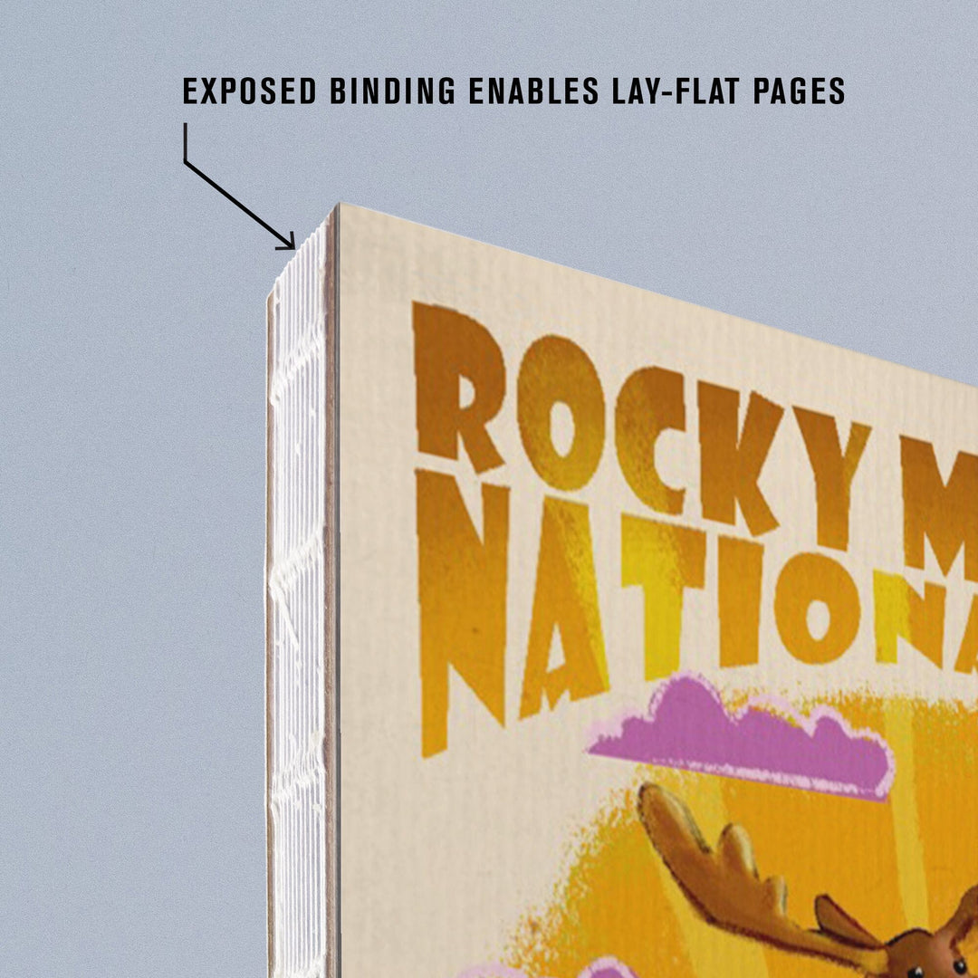 Lined 6x9 Journal, Rocky Mountain National Park, Colorado, Moose, Mid Century Inspired, Lay Flat, 193 Pages, FSC paper Home Lantern Press