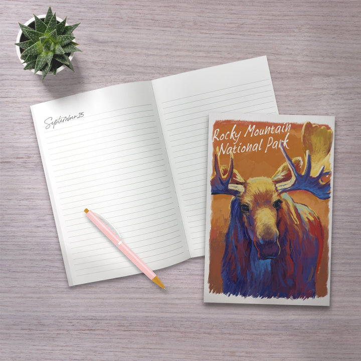 Lined 6x9 Journal, Rocky Mountain National Park, Colorado, Moose, Vivid, Lay Flat, 193 Pages, FSC paper Home Lantern Press