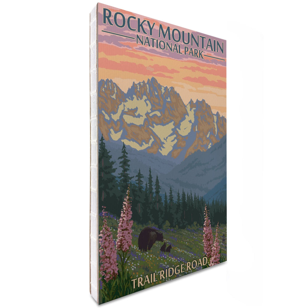 Lined 6x9 Journal, Rocky Mountain National Park, Colorado, Trail Ridge Road, Bear and Spring Flowers, Lay Flat, 193 Pages, FSC paper Home Lantern Press
