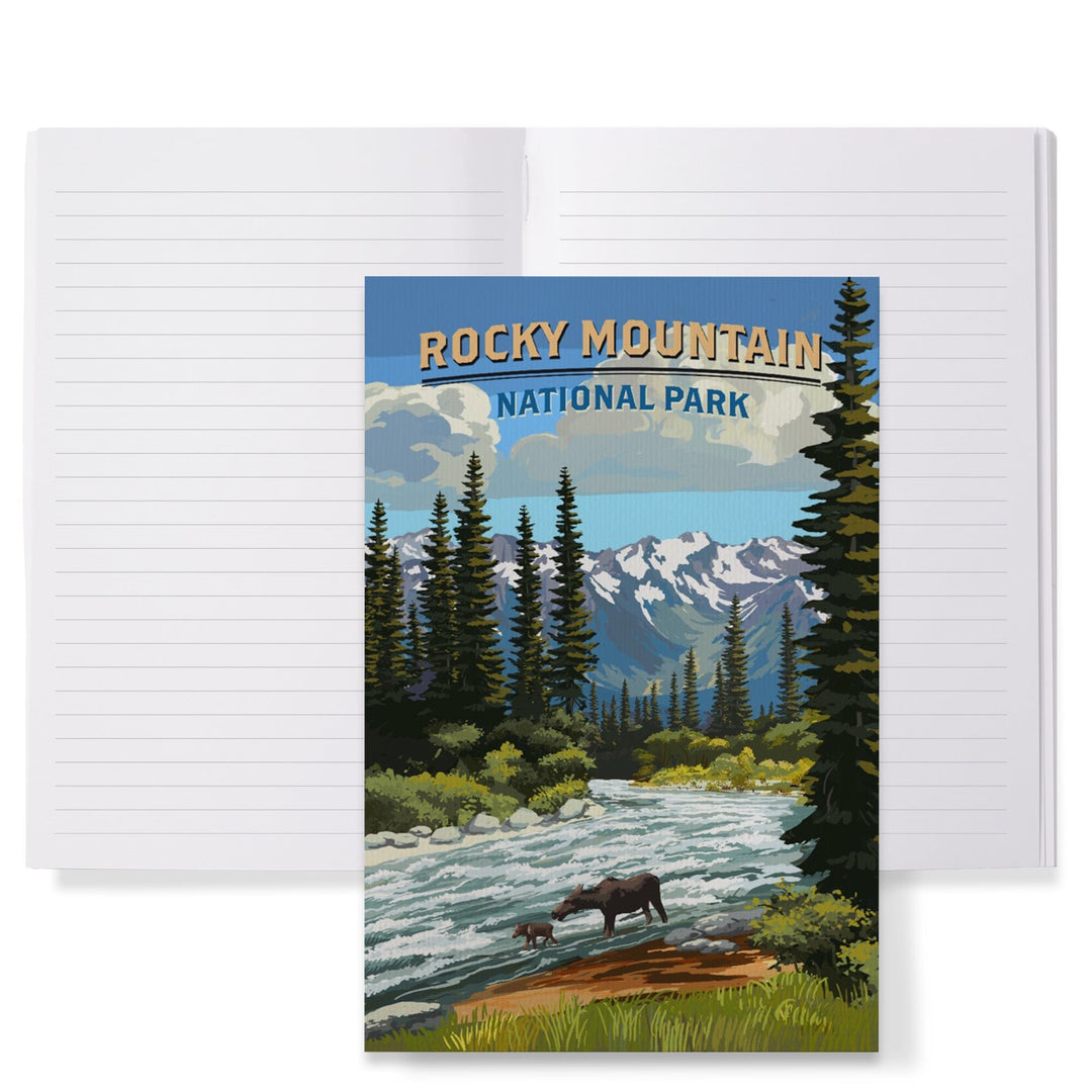Lined 6x9 Journal, Rocky Mountain National Park, Moose and River Rapids, Lay Flat, 193 Pages, FSC paper Home Lantern Press