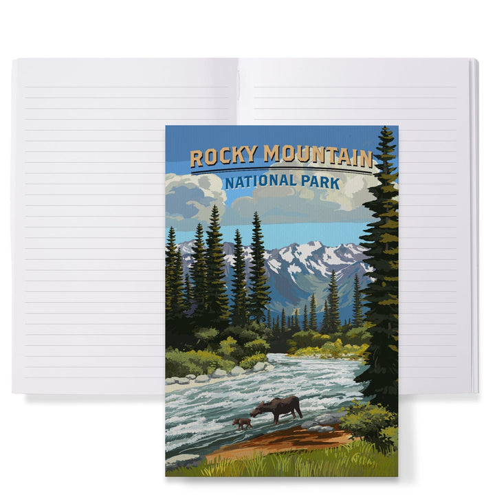 Lined 6x9 Journal, Rocky Mountain National Park, Moose and River Rapids, Lay Flat, 193 Pages, FSC paper Home Lantern Press