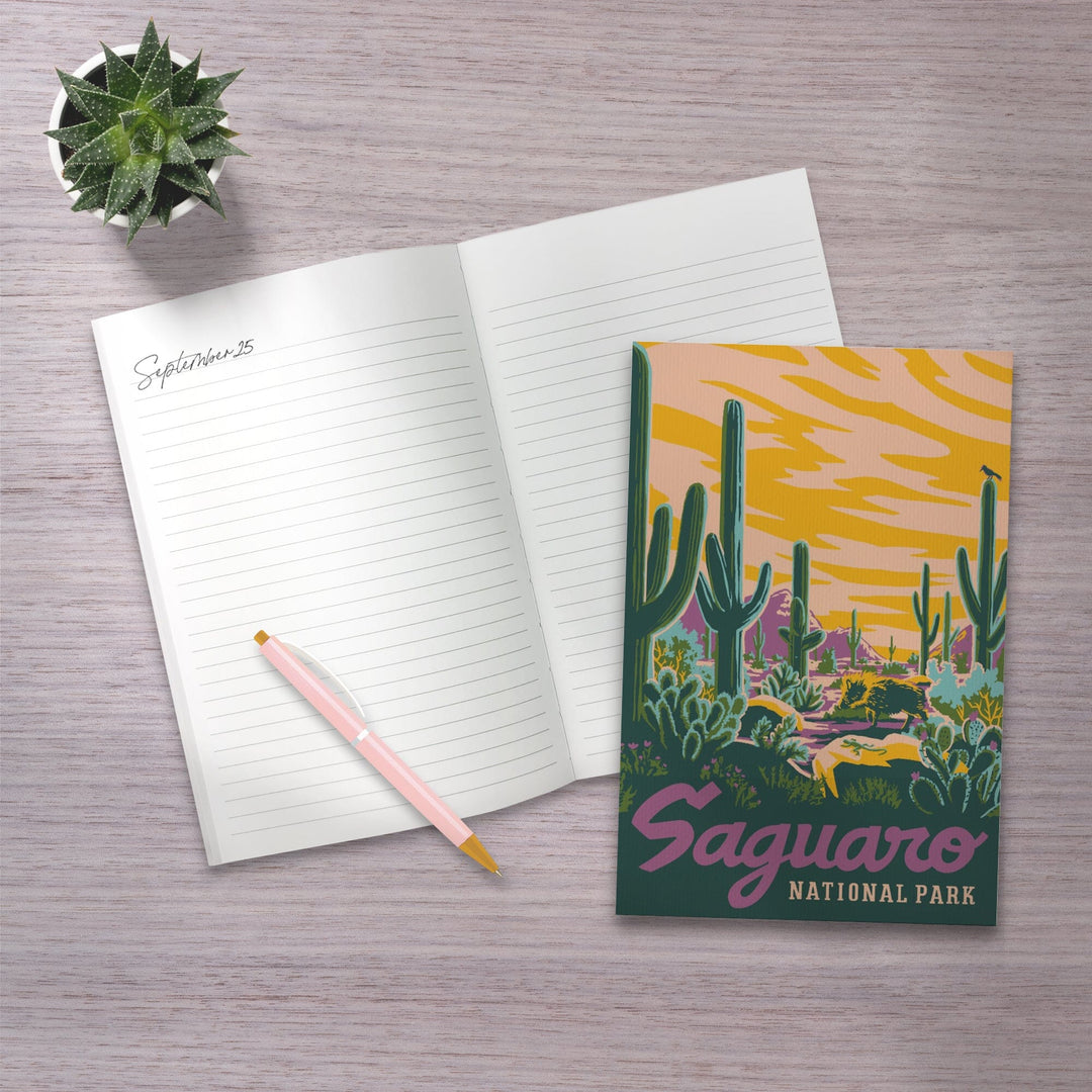 Lined 6x9 Journal, Saguaro National Park, Arizona, Explorer Series, Saguaro, Lay Flat, 193 Pages, FSC paper Home Lantern Press
